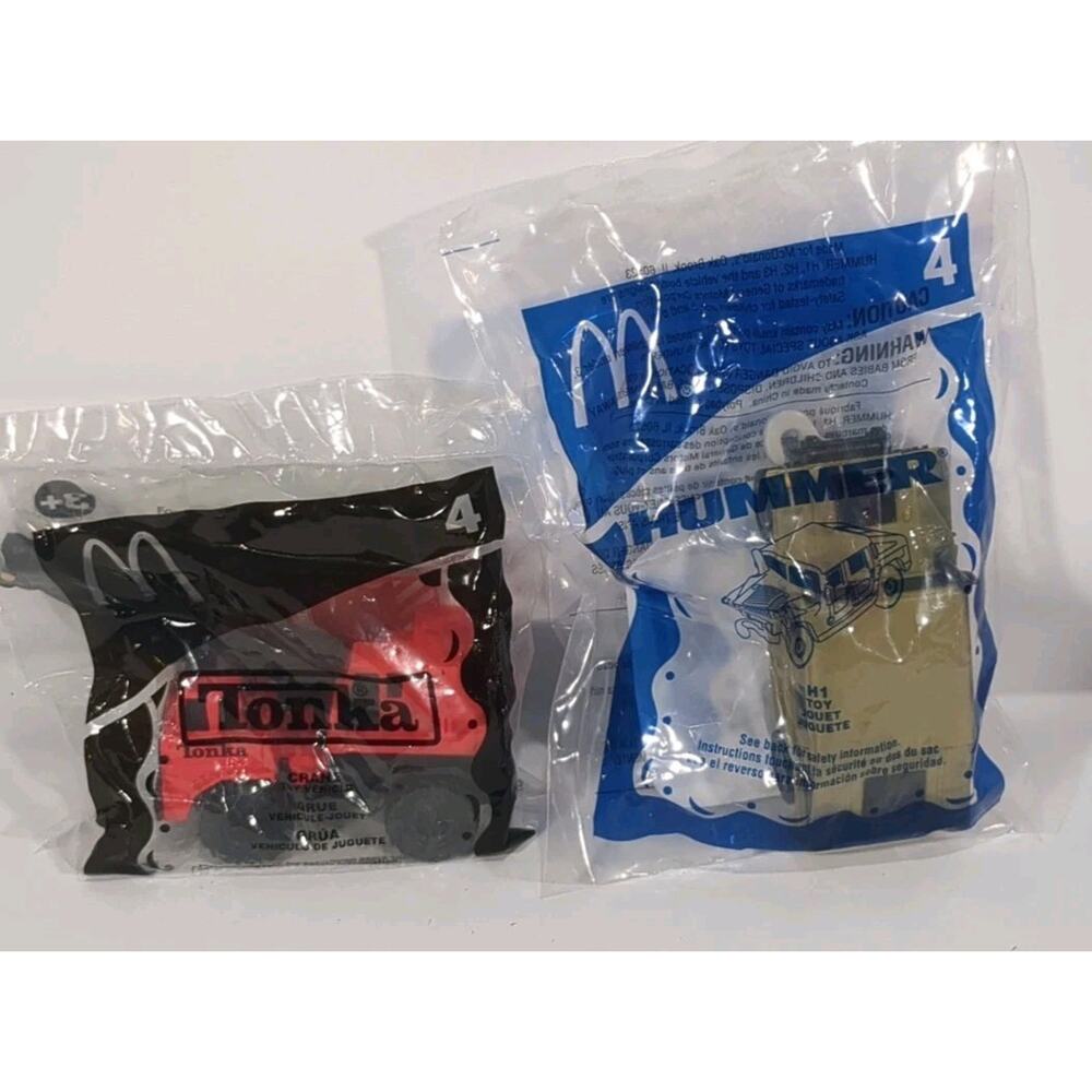 McDonald's Tonka crane & h1 hummer happy meal toys Lot 2 sealed Vtg 2003 2006